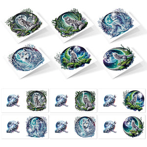 6PCS DIY Diamond Art Greeting Cards Congratulations Cards  Gifts (Wolf)