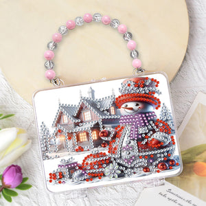 DIY Diamond Painting Bead Storage Handbag Rhinestones Jewelry Case (Snowman)