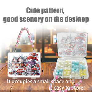 DIY Diamond Painting Bead Storage Handbag Rhinestones Jewelry Case (Snowman)