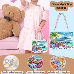 DIY Diamond Painting Bead Storage Handbag Rhinestones Jewelry Case (Yacht)