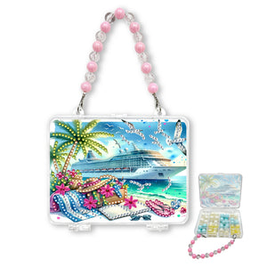 DIY Diamond Painting Bead Storage Handbag Rhinestones Jewelry Case (Yacht)