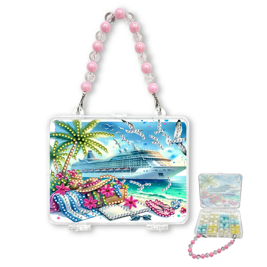 DIY Diamond Painting Bead Storage Handbag Rhinestones Jewelry Case (Yacht)