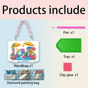 DIY Diamond Painting Bead Storage Handbag Rhinestones Jewelry Case (Love)