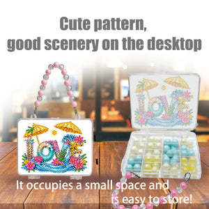 DIY Diamond Painting Bead Storage Handbag Rhinestones Jewelry Case (Love)