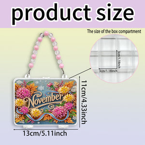 DIY Diamond Painting Bead Storage Handbag Rhinestones Jewelry Case (Flowers)