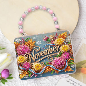 DIY Diamond Painting Bead Storage Handbag Rhinestones Jewelry Case (Flowers)