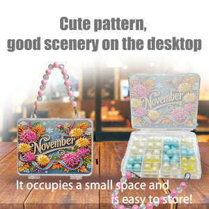 DIY Diamond Painting Bead Storage Handbag Rhinestones Jewelry Case (Flowers)