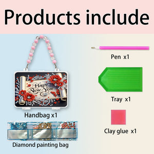 DIY Diamond Painting Bead Storage Handbag Rhinestones Jewelry Case (New Year)