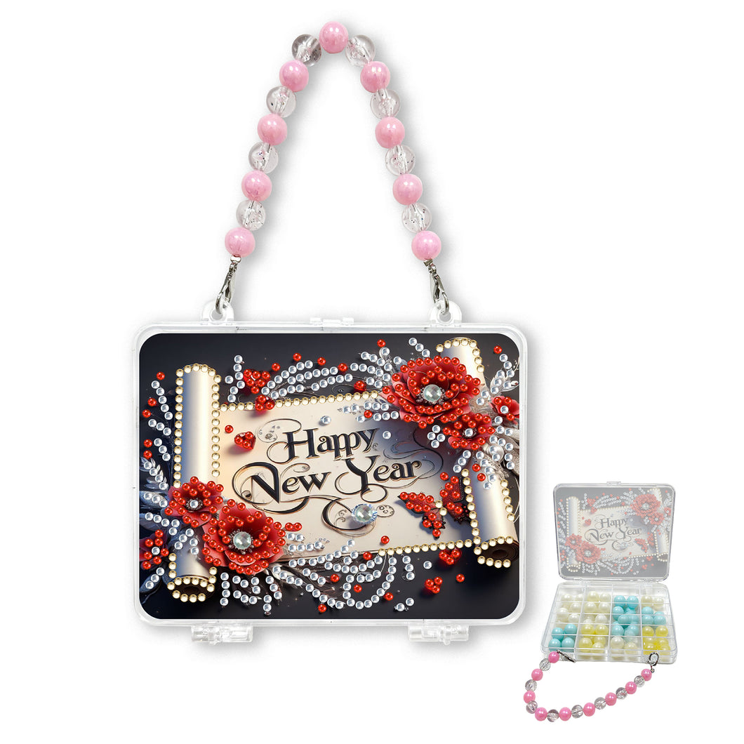 DIY Diamond Painting Bead Storage Handbag Rhinestones Jewelry Case (New Year)