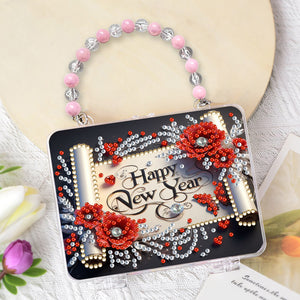 DIY Diamond Painting Bead Storage Handbag Rhinestones Jewelry Case (New Year)