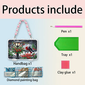 DIY Diamond Painting Bead Storage Handbag Rhinestones Jewelry Case (Cardinal)