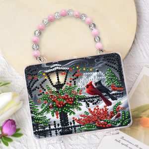 DIY Diamond Painting Bead Storage Handbag Rhinestones Jewelry Case (Cardinal)