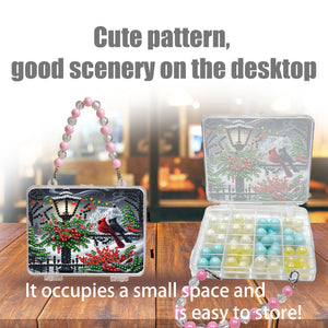 DIY Diamond Painting Bead Storage Handbag Rhinestones Jewelry Case (Cardinal)