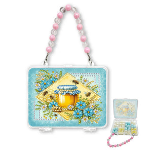 DIY Diamond Painting Bead Storage Handbag Rhinestones Jewelry Case (Honey)