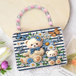 DIY Diamond Painting Bead Storage Handbag Rhinestones Jewelry Case (Bear)