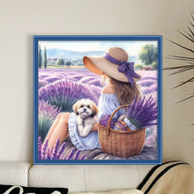 Load image into Gallery viewer, Girl in a Field with a Dog - 40*40CM 11CT Stamped Cross Stitch
