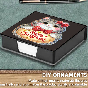 5D DIY PU Diamond Art Note Box with 160 Sheets Paper Memo Pad Holder Kit (Cat)
