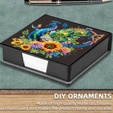 Load image into Gallery viewer, 5D DIY PU Diamond Art Note Box with 160 Sheets Paper Memo Pad Holder (Peacock)
