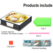 Load image into Gallery viewer, 5D DIY PU Diamond Art Note Box with 160 Sheets Paper Memo Pad Holder (Bee)
