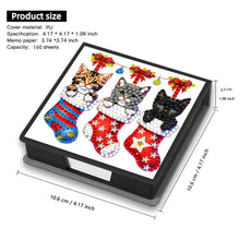 Load image into Gallery viewer, 5D DIY PU Diamond Art Note Box with 160 Sheets Paper Mosaic Kit (Kitty Socks)
