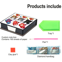 Load image into Gallery viewer, 5D DIY PU Diamond Art Note Box with 160 Sheets Paper Mosaic Kit (Kitty Socks)
