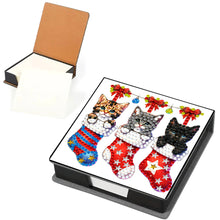 Load image into Gallery viewer, 5D DIY PU Diamond Art Note Box with 160 Sheets Paper Mosaic Kit (Kitty Socks)
