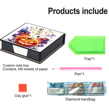 Load image into Gallery viewer, Halloween 5D DIY PU Diamond Art Note Box with 160 Sheets Paper Memo Pad Holder (Skull)

