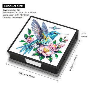 5D DIY PU Diamond Art Note Box with 160 Sheets Paper Memo Pad Holder (Bird)