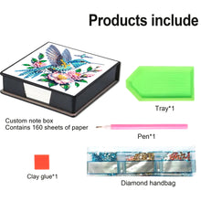 Load image into Gallery viewer, 5D DIY PU Diamond Art Note Box with 160 Sheets Paper Memo Pad Holder (Bird)
