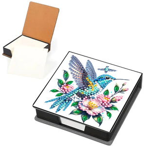 5D DIY PU Diamond Art Note Box with 160 Sheets Paper Memo Pad Holder (Bird)