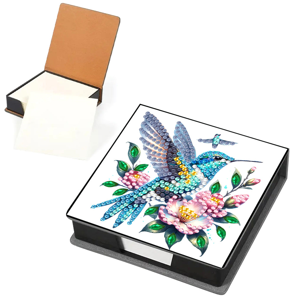 5D DIY PU Diamond Art Note Box with 160 Sheets Paper Memo Pad Holder (Bird)