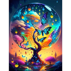 Butterfly Tree Of Life 30*40CM(Canvas) Full Round Drill Diamond Painting