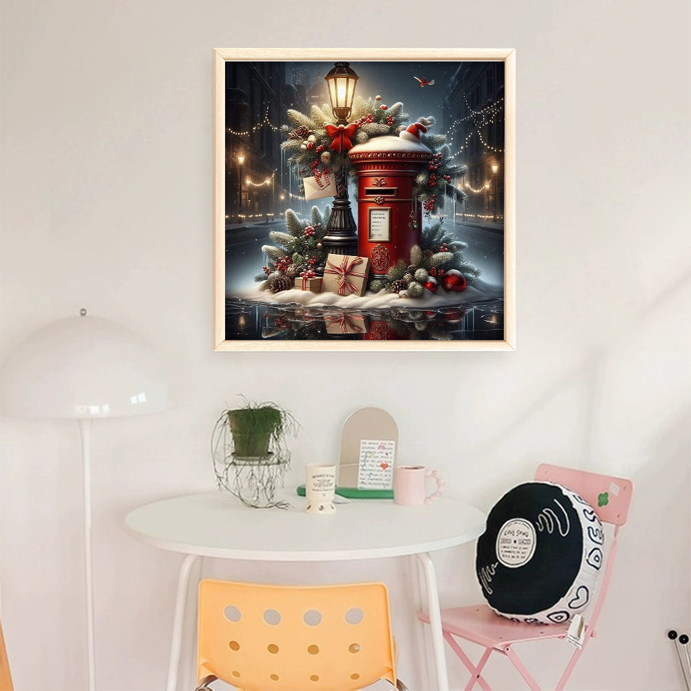 Christmas Mailbox - Full 11CT Stamped Cross Stitch 45x45CM - Huacan