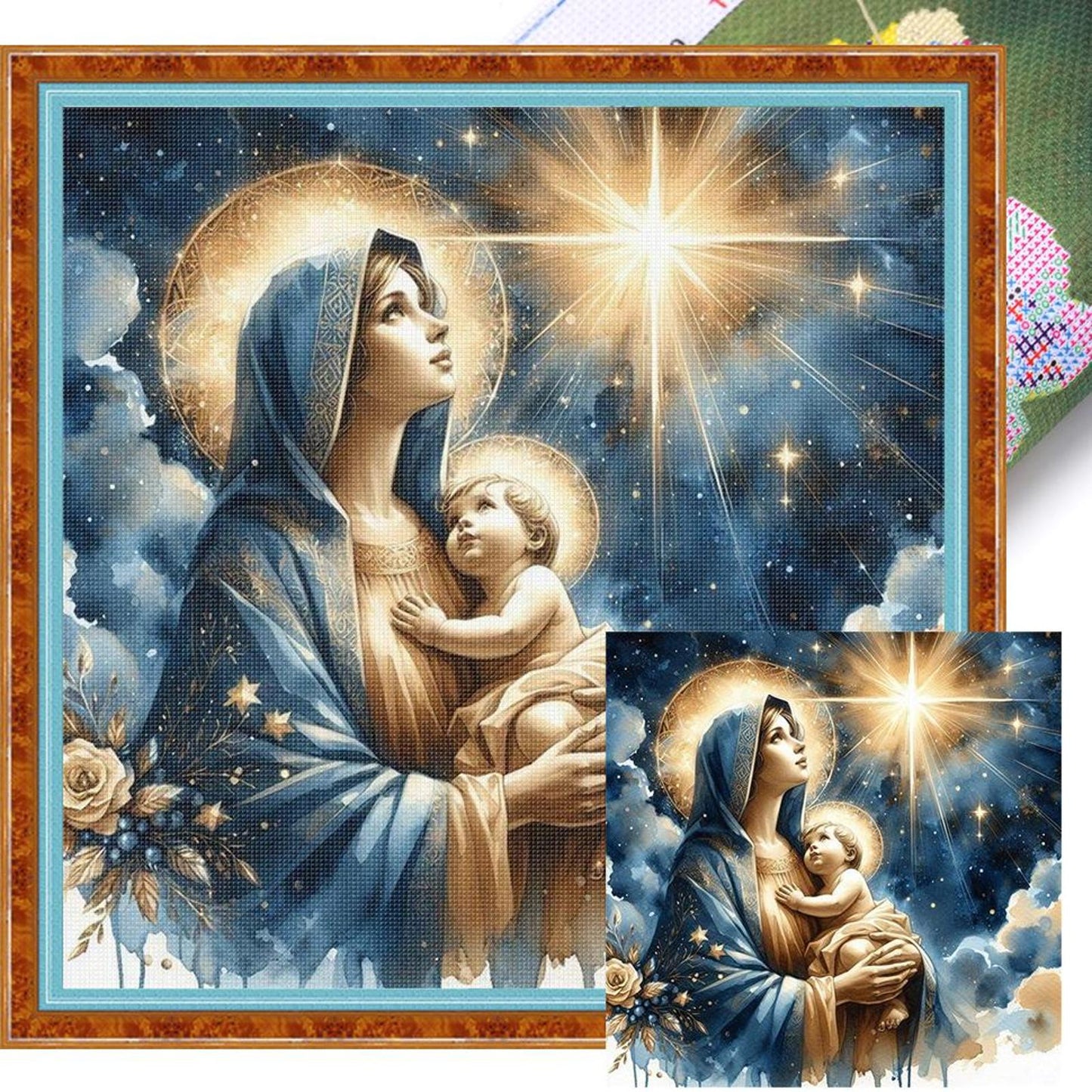 Virgin Mary - Full 11CT Stamped Cross Stitch 40x40CM - Huacan
