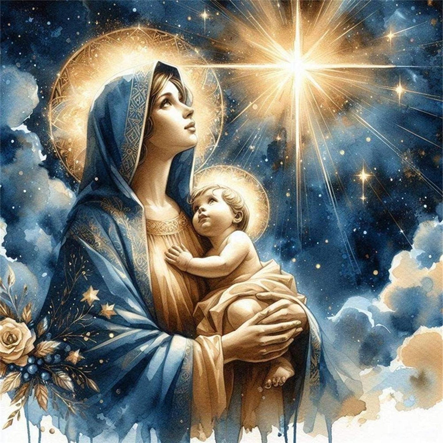 Virgin Mary - Full 11CT Stamped Cross Stitch 40x40CM - Huacan