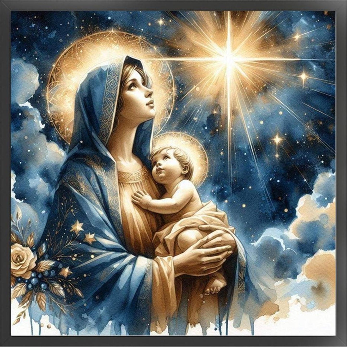 Virgin Mary - Full 11CT Stamped Cross Stitch 40x40CM - Huacan