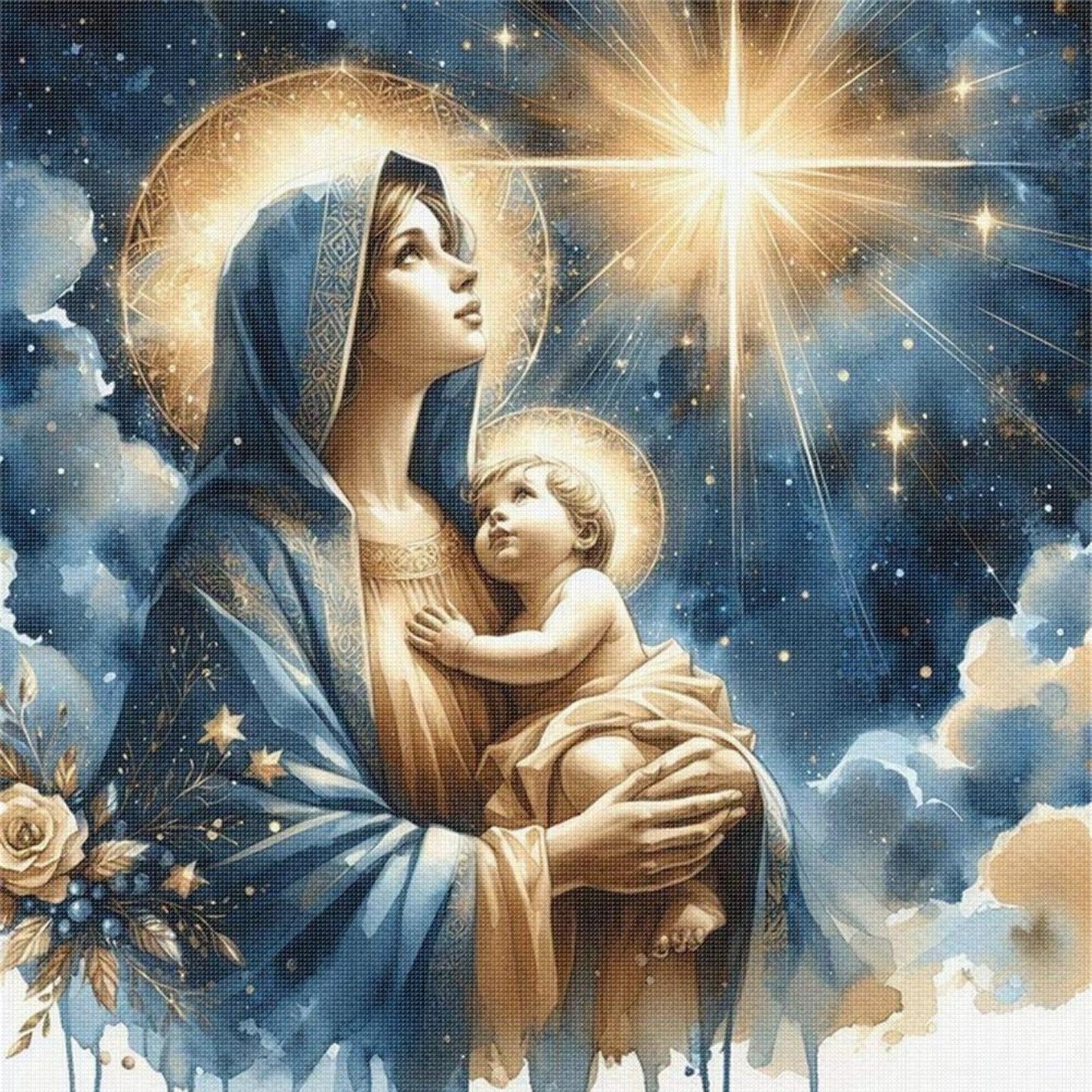 Virgin Mary - Full 11CT Stamped Cross Stitch 40x40CM - Huacan