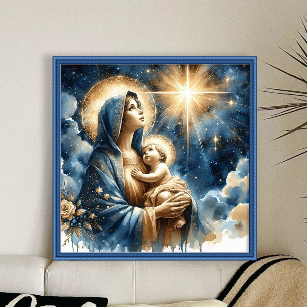 Virgin Mary - Full 11CT Stamped Cross Stitch 40x40CM - Huacan