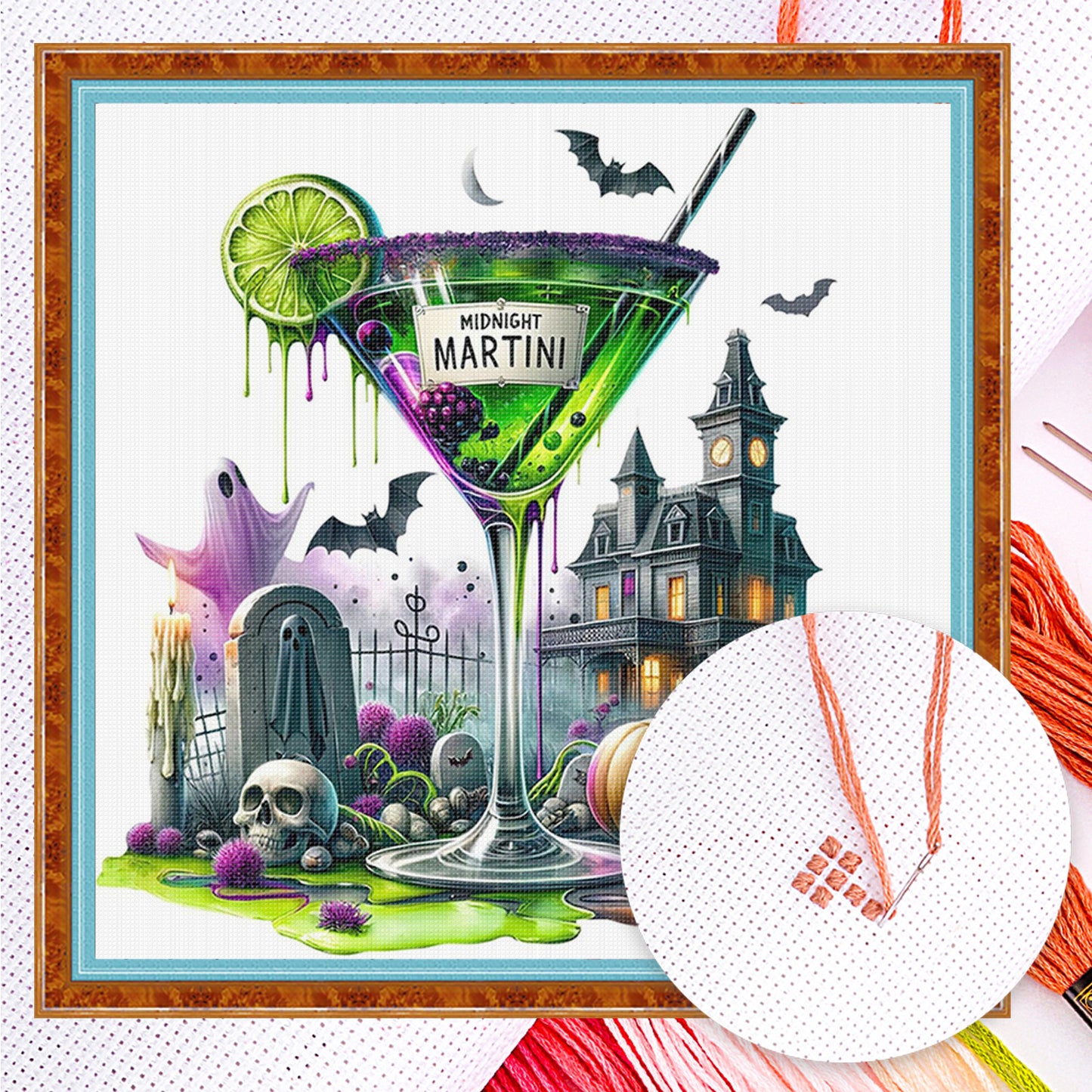 Halloween Drinks - Full 14CT Counted Cross Stitch 50x50CM - Huacan