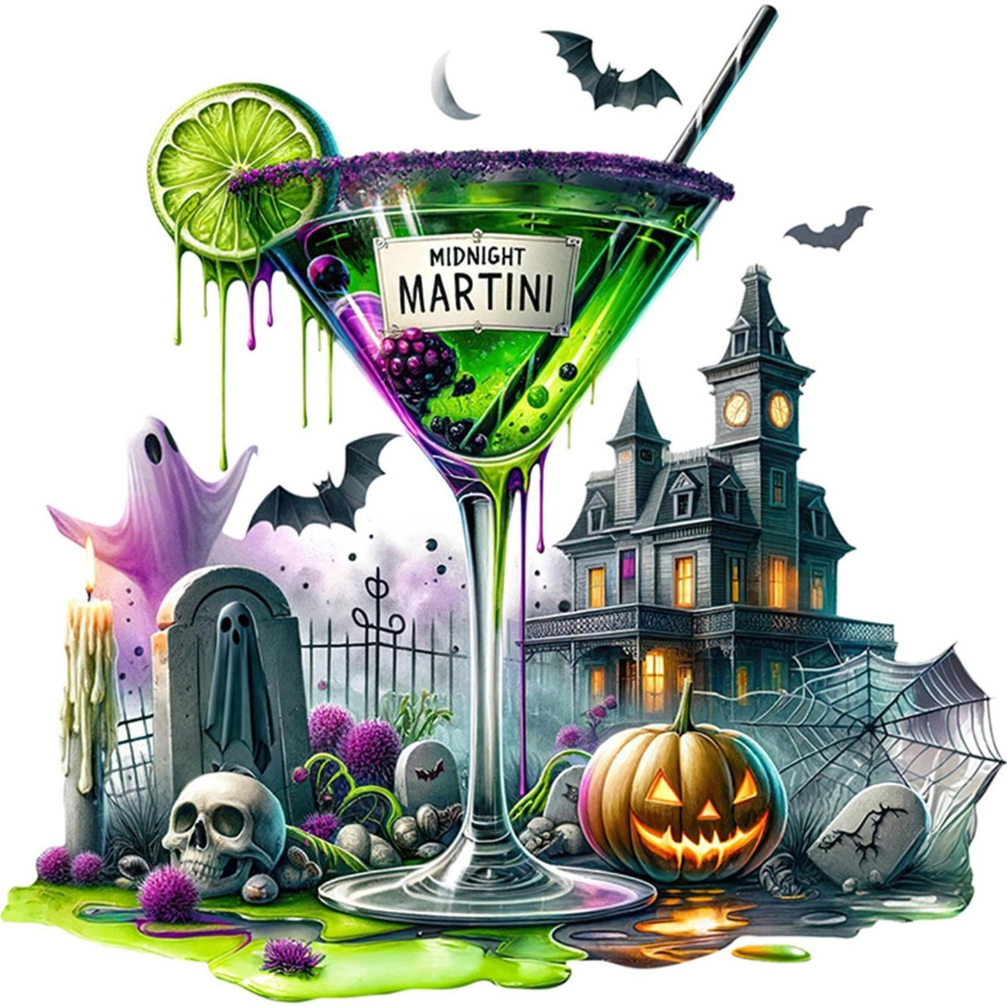 Halloween Drinks - Full 14CT Counted Cross Stitch 50x50CM - Huacan