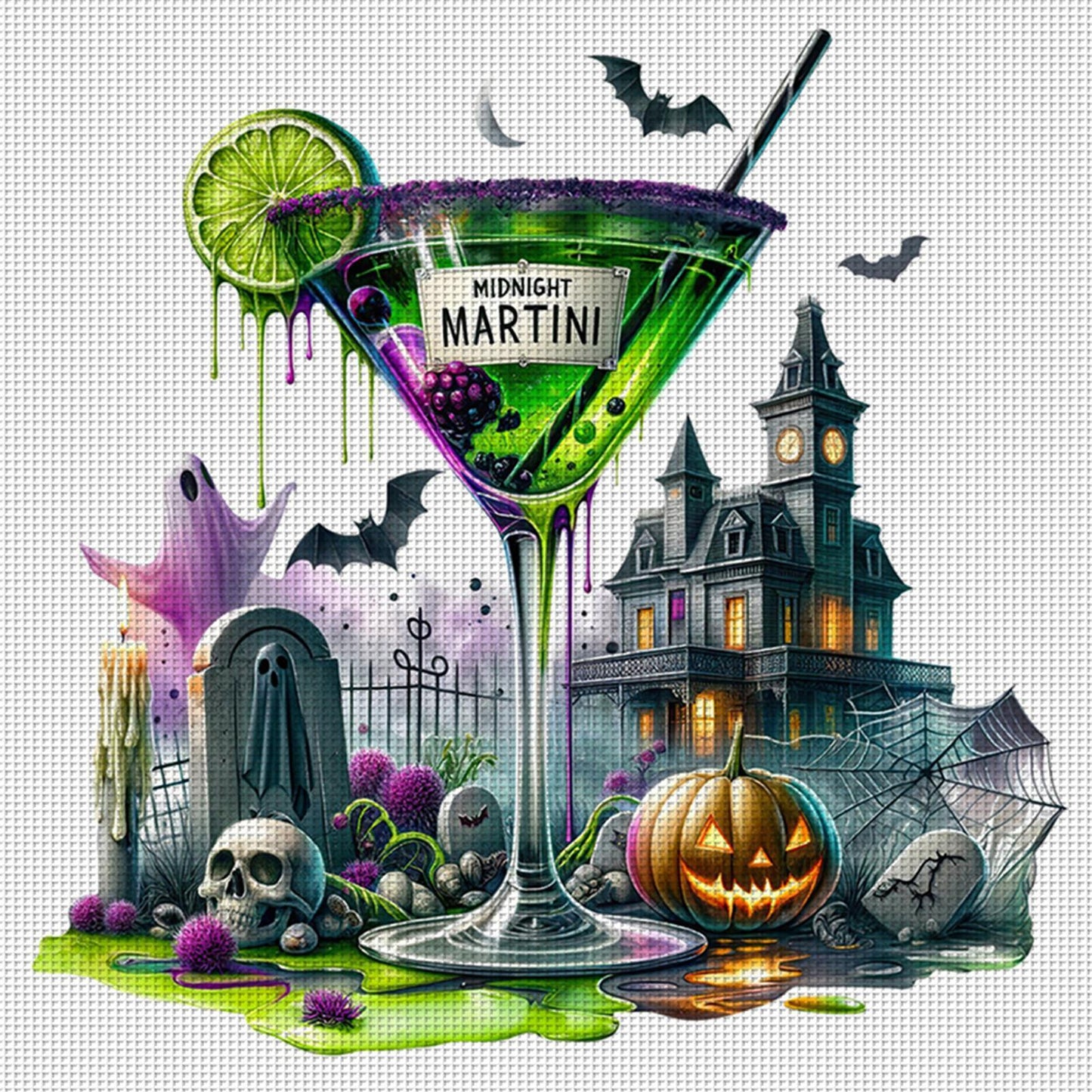 Halloween Drinks - Full 14CT Counted Cross Stitch 50x50CM - Huacan