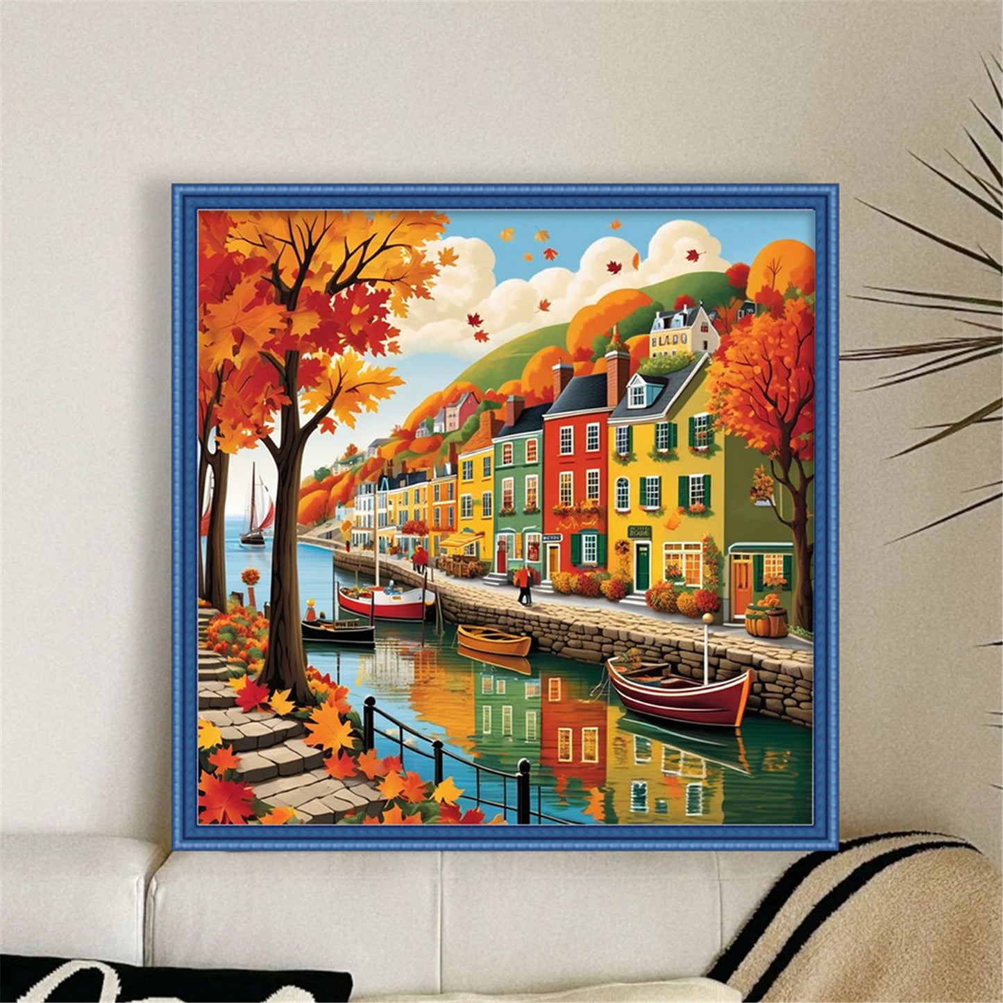 Colorful Houses - Full 14CT Stamped Cross Stitch 40x40CM - Huacan