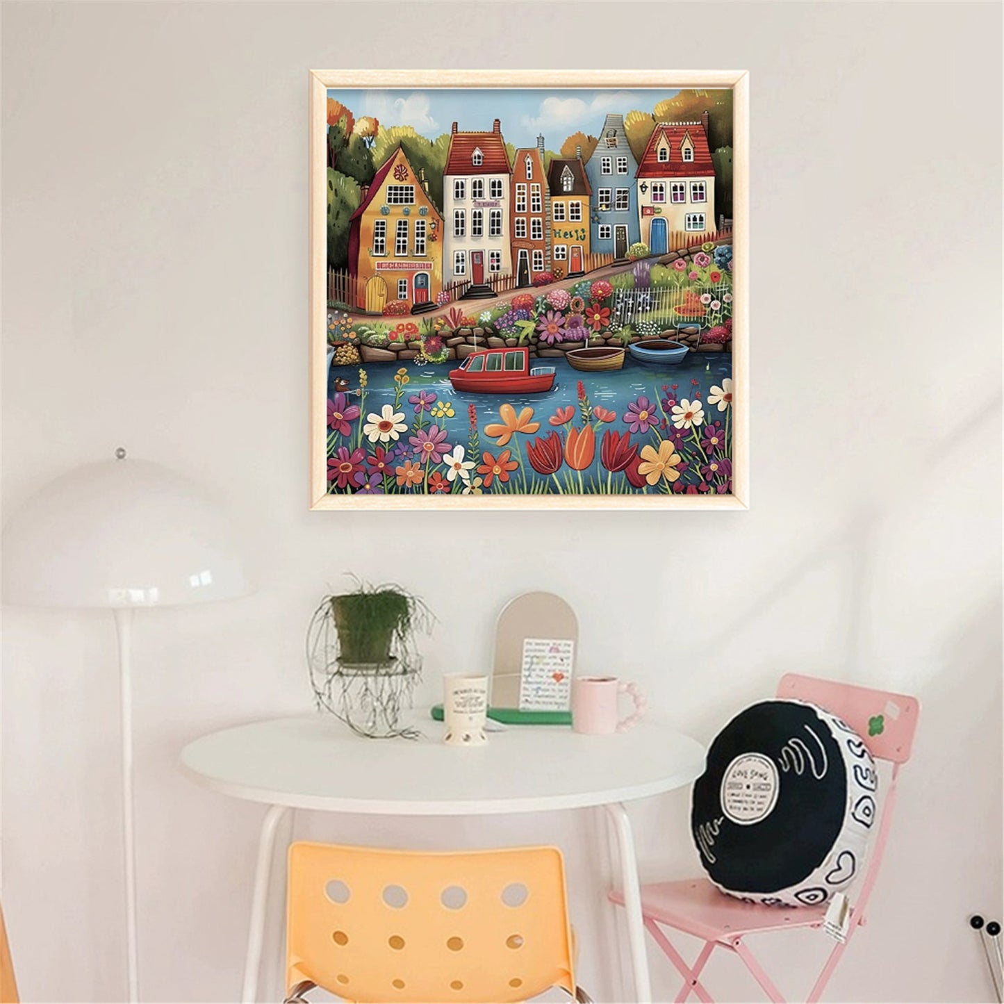 Colorful Houses - Full 14CT Stamped Cross Stitch 40x40CM - Huacan