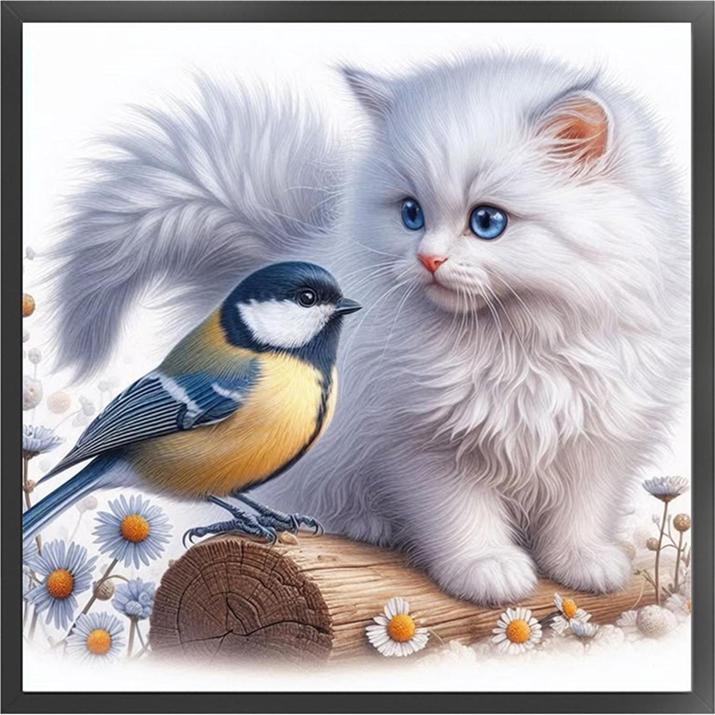 Cat And Robin - Full 11CT Stamped Cross Stitch 40x40CM - Huacan