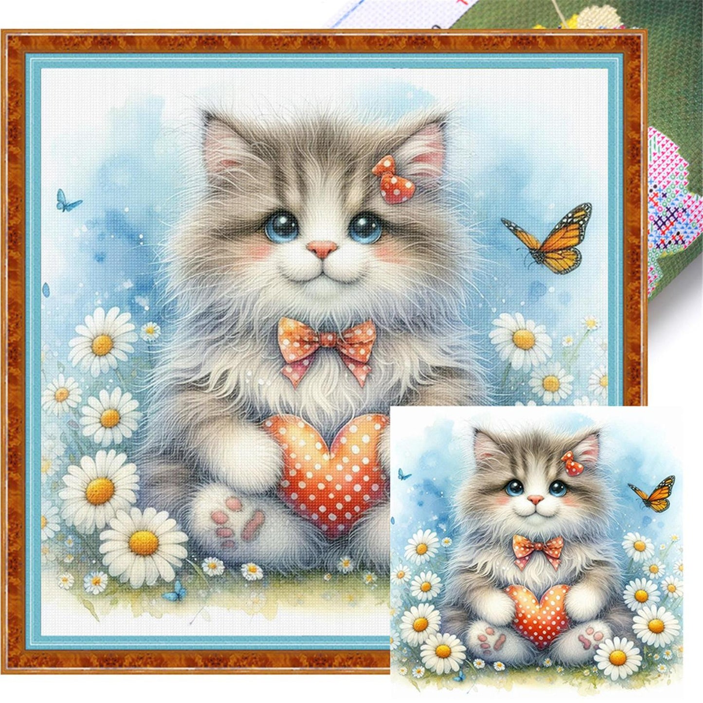 Daisy Flowers - Full 11CT Stamped Cross Stitch 40x40CM - Huacan