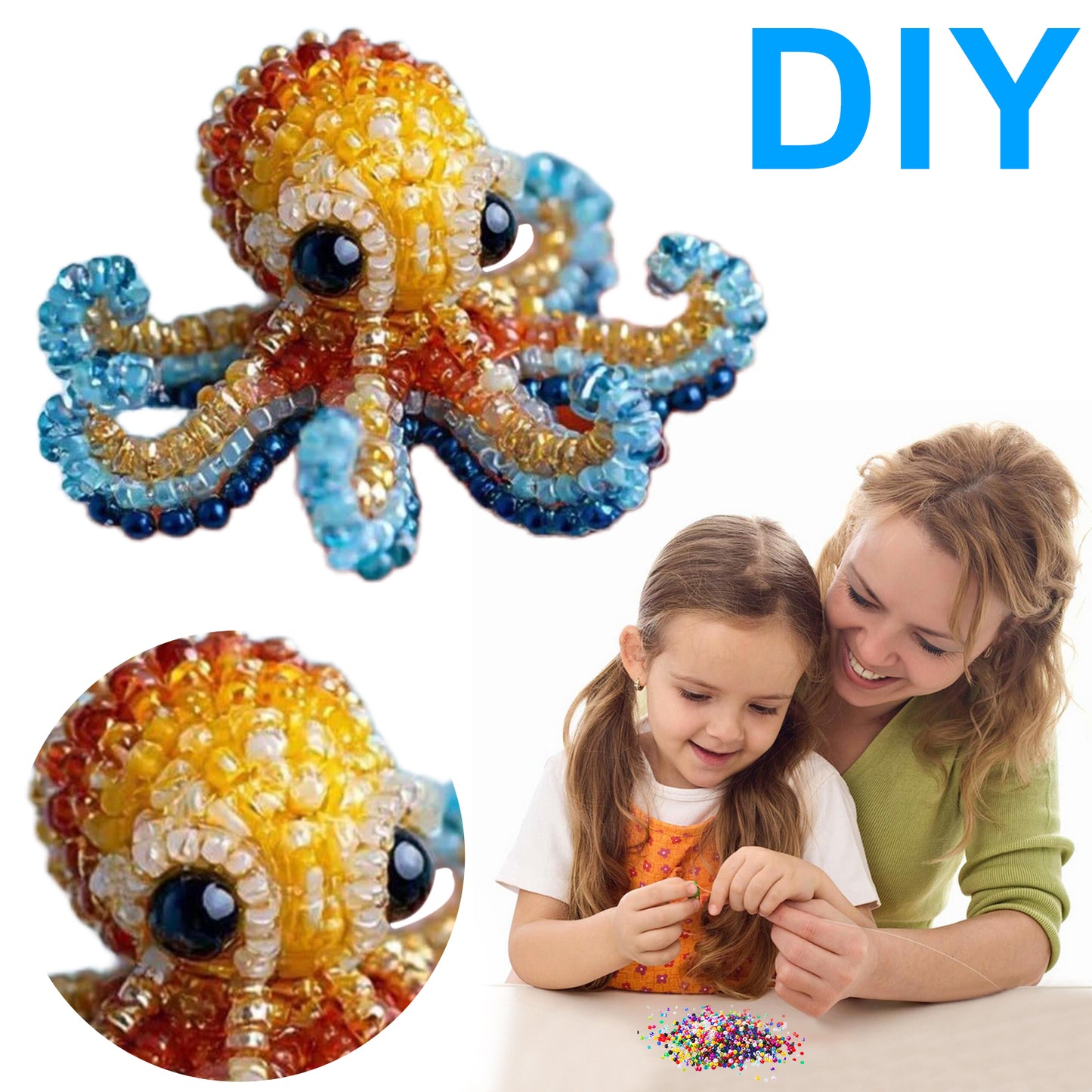 Octopus Ocean Animals DIY Beaded Embroidery Kits (Only Material Package)