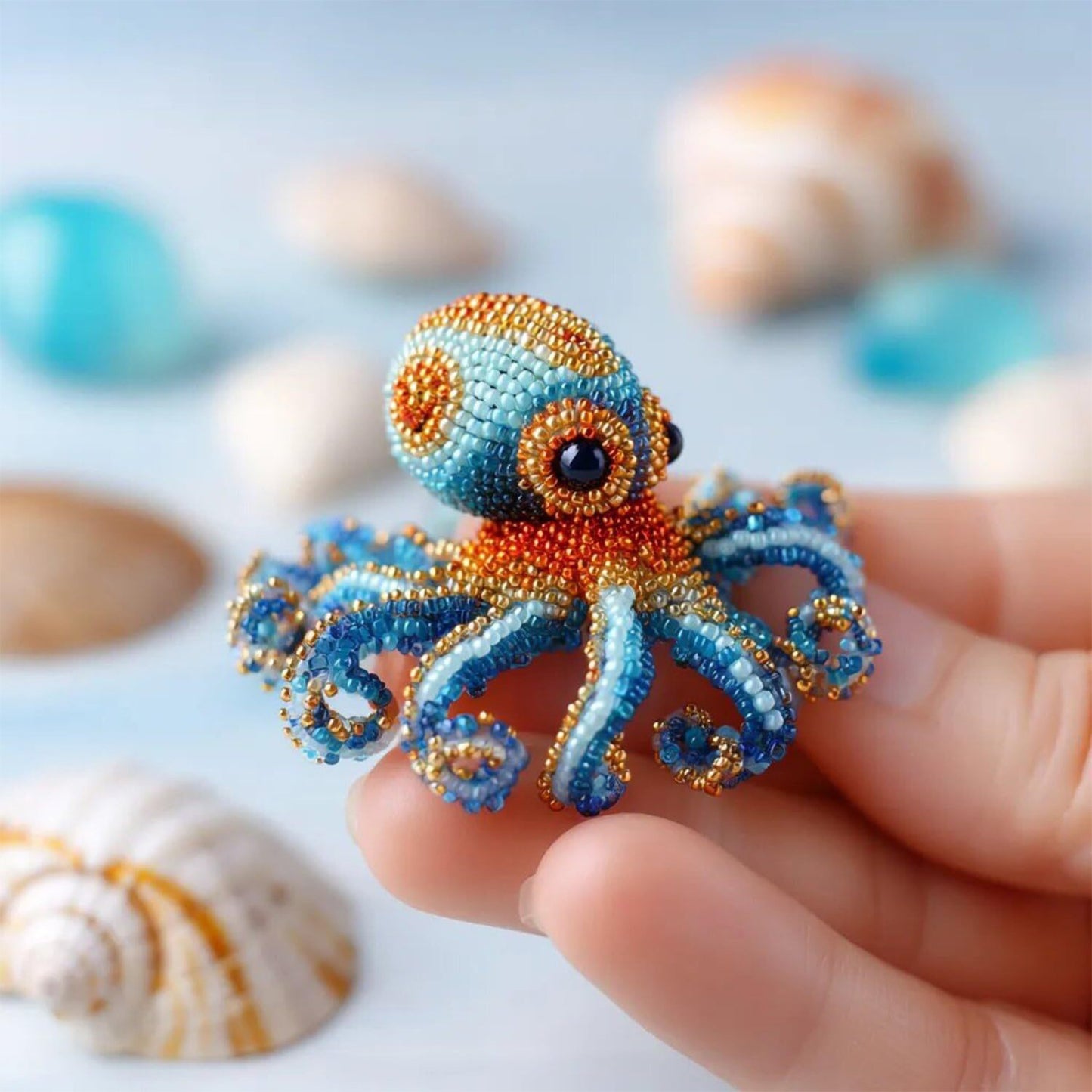 Octopus Ocean Animals DIY Beaded Embroidery Kits (Only Material Package)