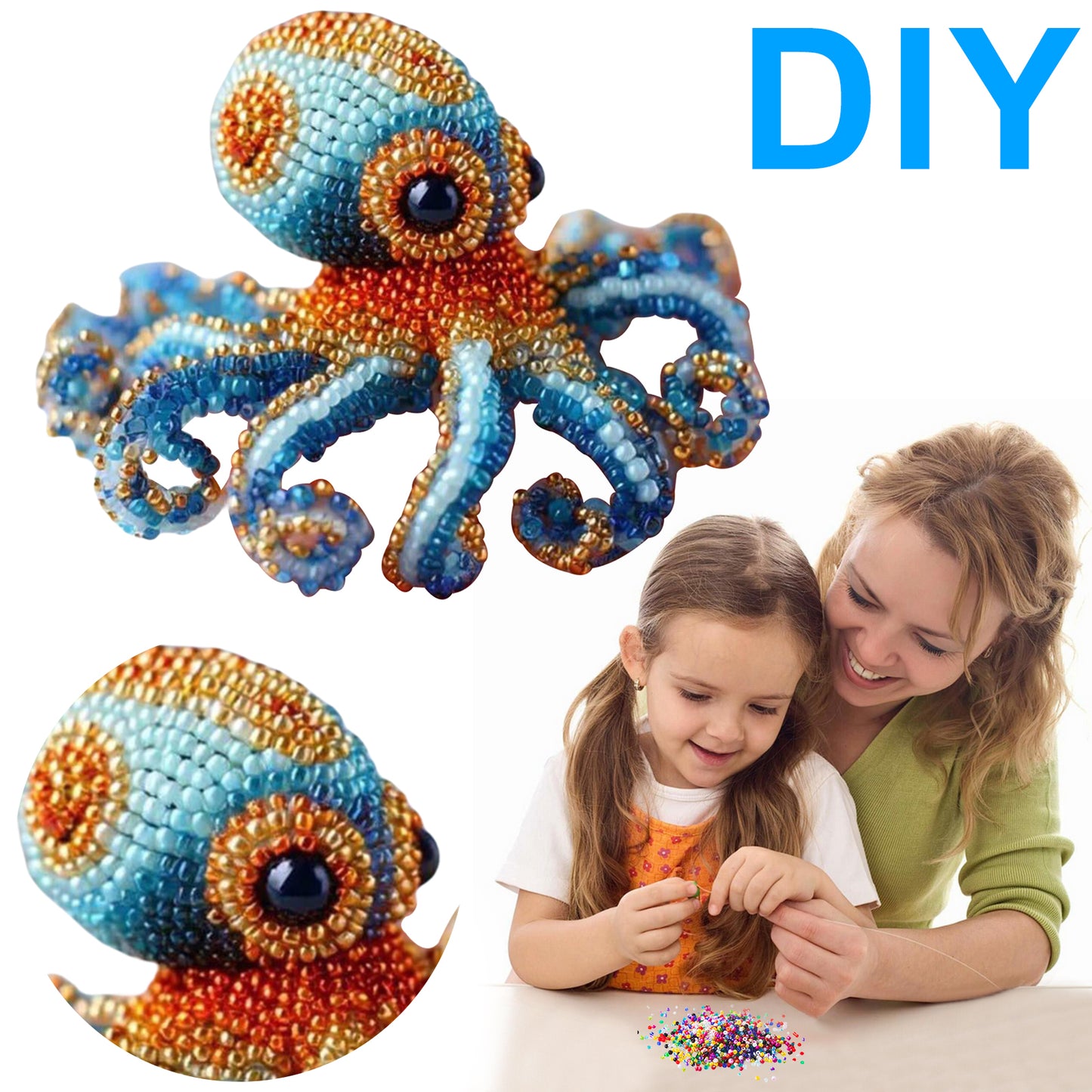 Octopus Ocean Animals DIY Beaded Embroidery Kits (Only Material Package)