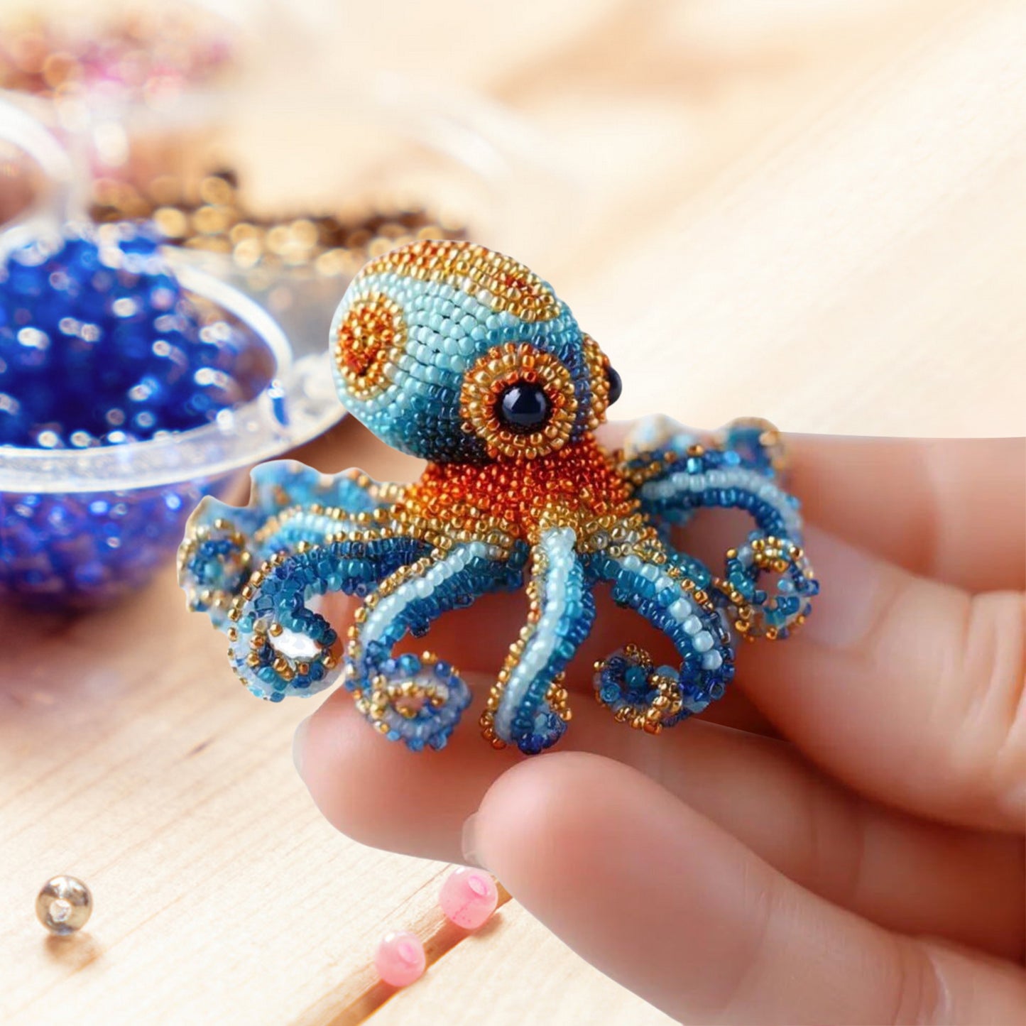 Octopus Ocean Animals DIY Beaded Embroidery Kits (Only Material Package)