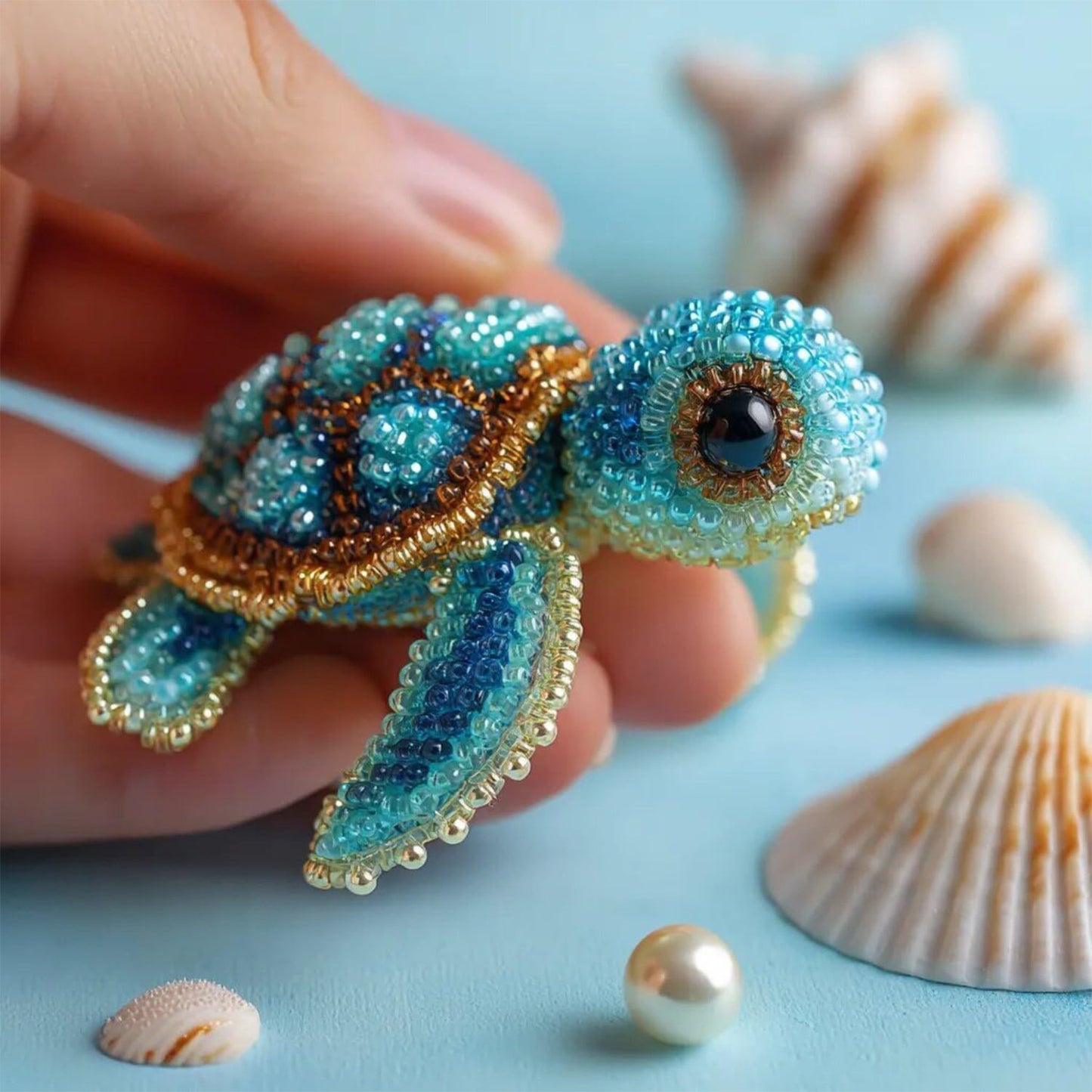 Sea Turtles Ocean Animals DIY Beaded Embroidery Kits (Only Material Package)
